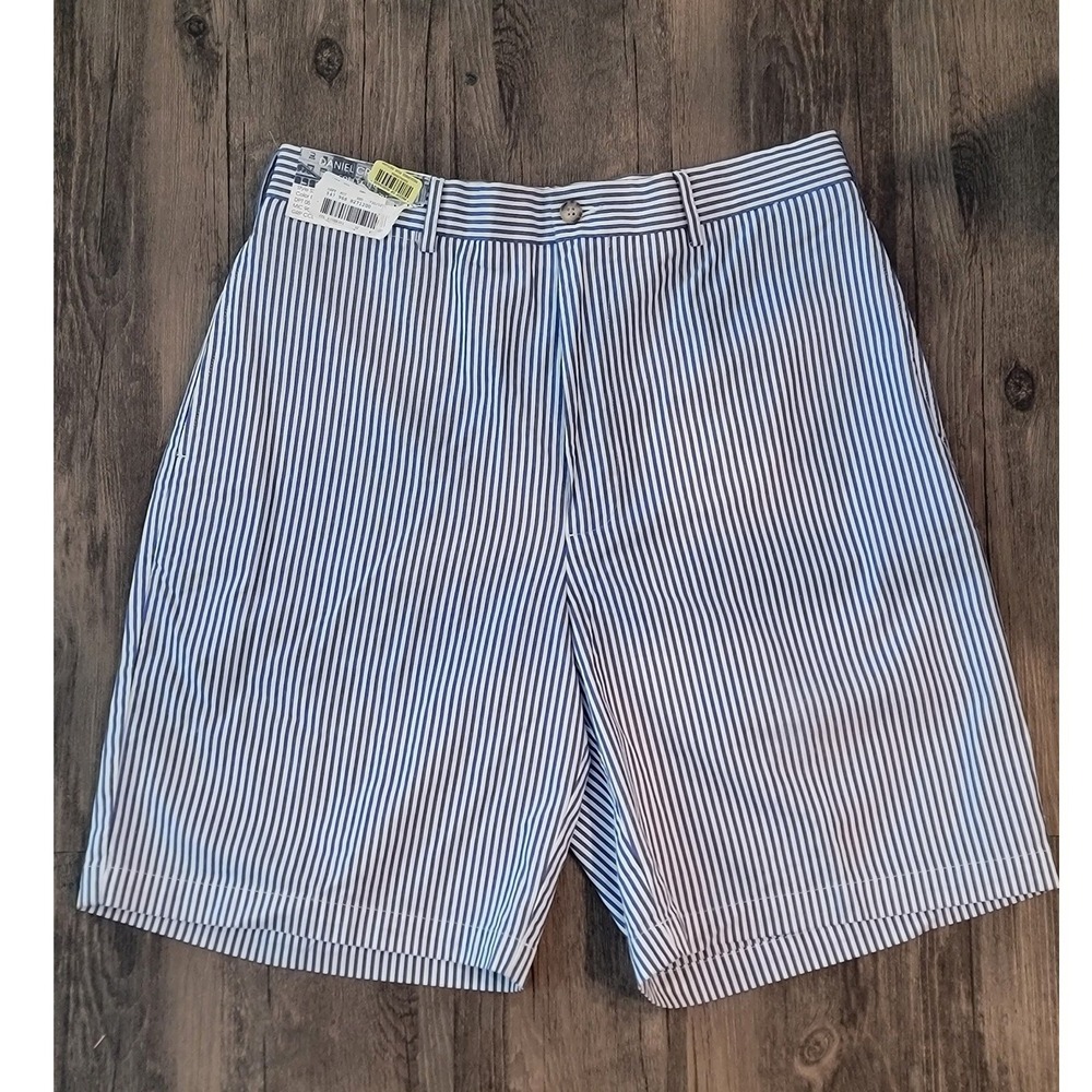 Daniel Cremieux Collection Bayonne Shorts Mens 32 Blue White Striped Cotton NWT